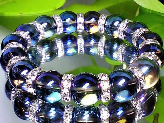 パワーストーン☆天然石!!ブルーオーラクリスタル12ミリ§銀ロンデル§数珠ブレスレット < 女性アクセサリー/時計 パワーストーン☆天然石!!ブルーオーラクリスタル12ミリ§銀ロンデル§数珠ブレスレット < 女性アクセサリー/時計の