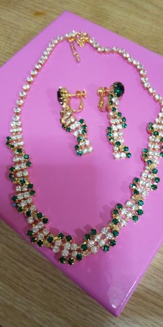 �l�b�N���X�A�C�������O�Z�b�g�i�ΐF���G�������h�ƃN���X�^���j  �� �����A�N�Z�T���[/���v�� 