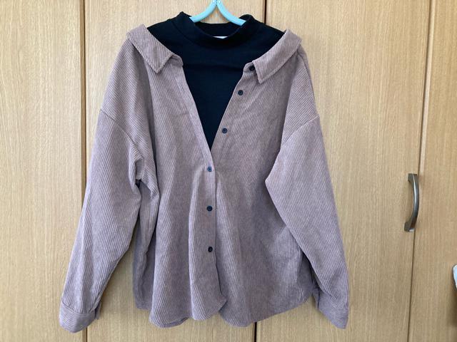 コーディロイ二枚重ね風トップスL < 女性ファッション  コーディロイ二枚重ね風トップスL  < 女性ファッションの