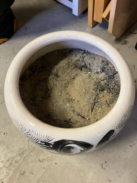 焼物 灰付 火バチ 陶器製 水墨画 墨 火鉢 睡蓮鉢 金魚鉢 メダカ鉢 銘有り < ホビー  焼物 灰付 火バチ 陶器製 水墨画 墨 火鉢 睡蓮鉢 金魚鉢 メダカ鉢 銘有り < ホビーの