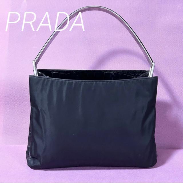 PRADA プラダ ナイロン クロコ型押し ワンショルダーバッグ ショルダーバッグ ブラック < ブランド PRADA プラダ ナイロン クロコ型押し ワンショルダーバッグ ショルダーバッグ ブラック < ブランドの