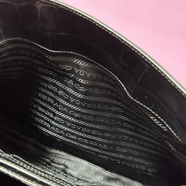 PRADA プラダ ナイロン クロコ型押し ワンショルダーバッグ ショルダーバッグ ブラック < ブランド PRADA プラダ ナイロン クロコ型押し ワンショルダーバッグ ショルダーバッグ ブラック < ブランドの