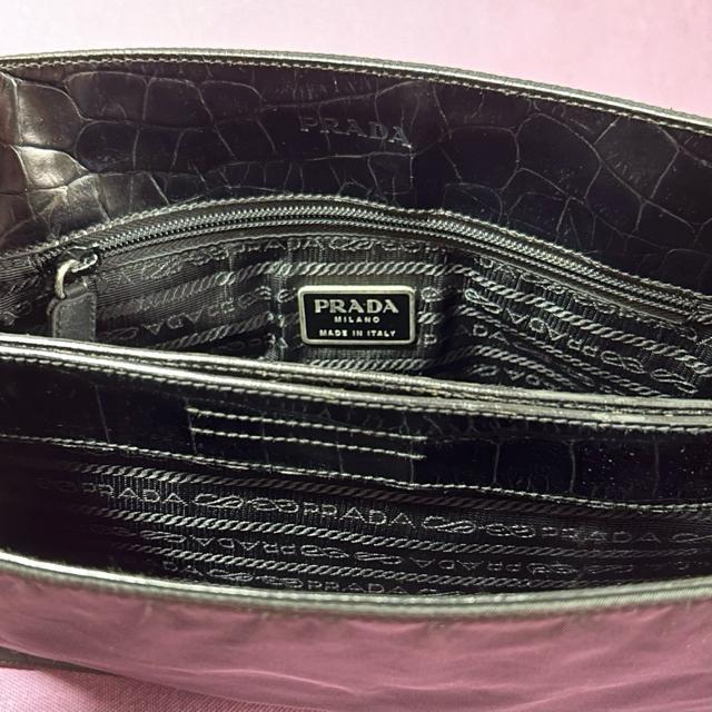 PRADA プラダ ナイロン クロコ型押し ワンショルダーバッグ ショルダーバッグ ブラック < ブランド PRADA プラダ ナイロン クロコ型押し ワンショルダーバッグ ショルダーバッグ ブラック < ブランドの