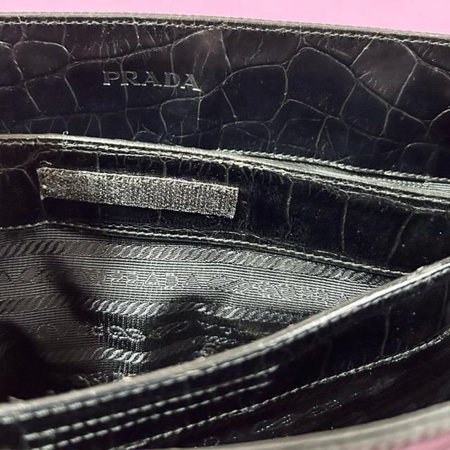 PRADA プラダ ナイロン クロコ型押し ワンショルダーバッグ ショルダーバッグ ブラック < ブランド PRADA プラダ ナイロン クロコ型押し ワンショルダーバッグ ショルダーバッグ ブラック < ブランドの