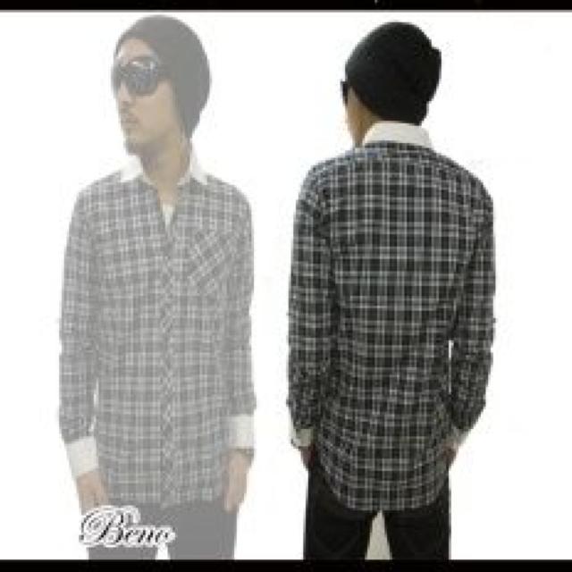 【BENO】《New》くるみボタン★ロールup*チェック柄・クレリックシャツ<ネイビーL> < 男性ファッション 【BENO】《New》くるみボタン★ロールup*チェック柄・クレリックシャツ<ネイビーL> < 男性ファッションの