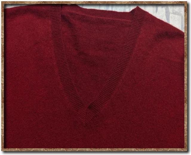 カシミヤ100%7分袖Vネックニット 赤 < 女性ファッション  カシミヤ100%7分袖Vネックニット 赤 < 女性ファッションの