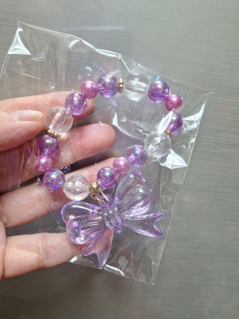 No.19新品★「デカッ!リボンチャーム付きブレスレット」=紫= < キッズ/ベビー No.19新品★「デカッ!リボンチャーム付きブレスレット」=紫= < キッズ/ベビーの