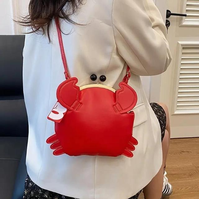 超お買い得2190円★可愛い レッド PU素材 カニバッグ 携帯電話用バッグ  ショルダーバッグショルダーバッグ チェーン付き 赤 < 女性ファッション  超お買い得2190円★可愛い レッド PU素材 カニバッグ 携帯電話用バッグ  ショルダーバッグショルダーバッグ チェーン付き 赤 < 女性ファッションの