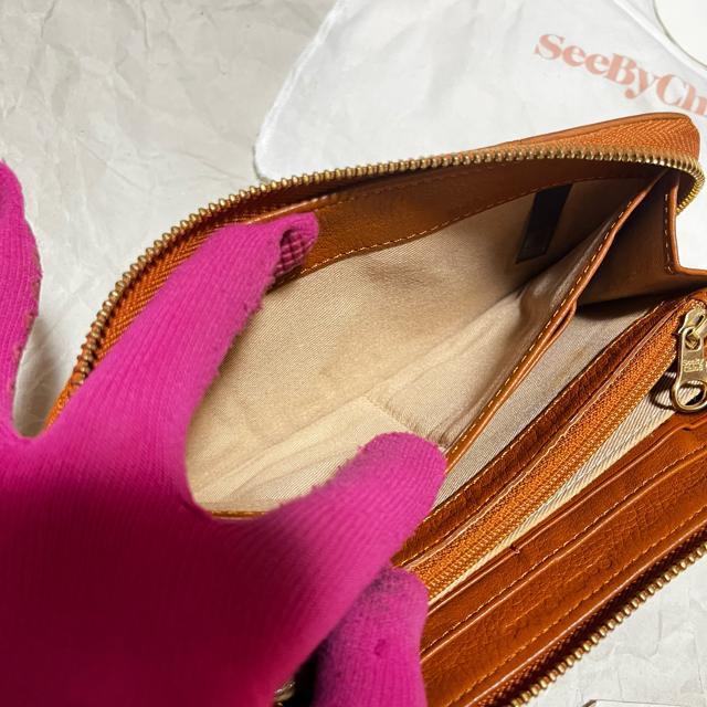 【シーバイクロエ】 リボン / レザー / ラウンドファスナー 長財布 ブラウン < ブランド 【シーバイクロエ】 リボン / レザー / ラウンドファスナー 長財布 ブラウン < ブランドの