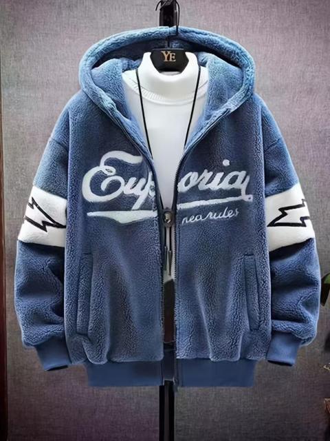 超お買い得2990円★メンズ冬用 暖かフルジップ フード付きジャケット ルーズフィット ツートーン 日本サイズXL青 < 男性ファッション 超お買い得2990円★メンズ冬用 暖かフルジップ フード付きジャケット ルーズフィット ツートーン 日本サイズXL青 < 男性ファッションの