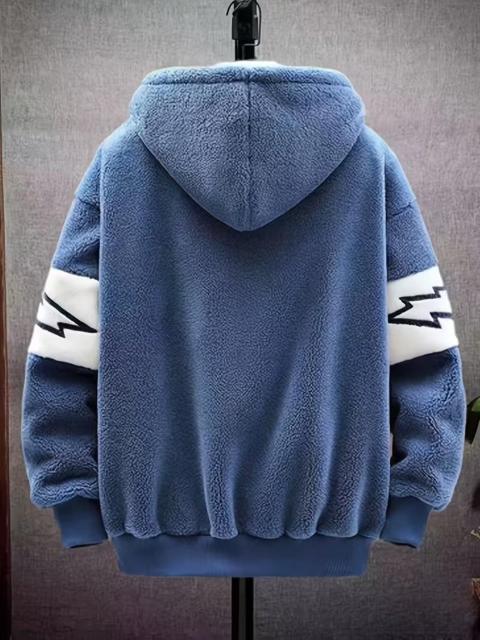 超お買い得2990円★メンズ冬用 暖かフルジップ フード付きジャケット ルーズフィット ツートーン 日本サイズXL青 < 男性ファッション 超お買い得2990円★メンズ冬用 暖かフルジップ フード付きジャケット ルーズフィット ツートーン 日本サイズXL青 < 男性ファッションの