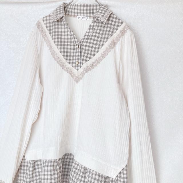 axes femme アクシーズ モード系 チェック トップス カットソー M N2m < ブランド  axes femme アクシーズ モード系 チェック トップス カットソー M N2m < ブランドの