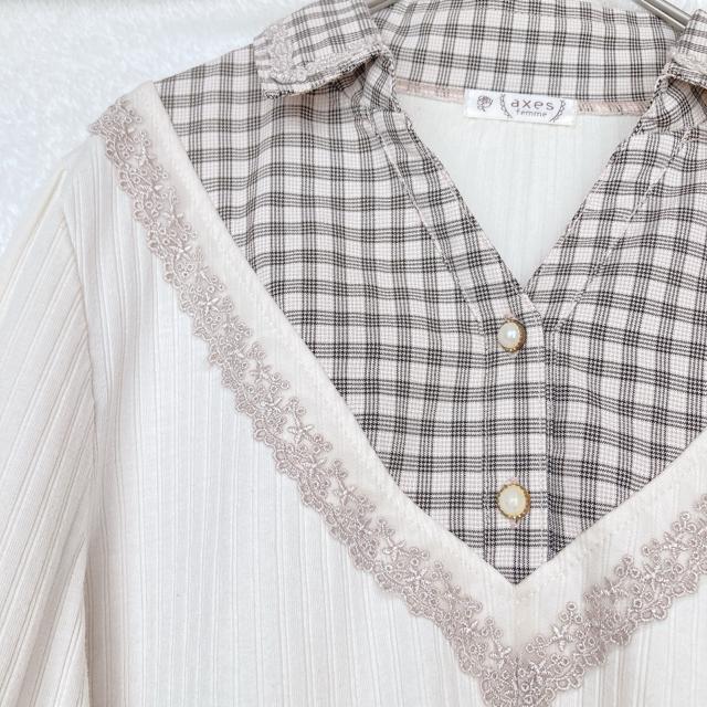 axes femme アクシーズ モード系 チェック トップス カットソー M N2m < ブランド  axes femme アクシーズ モード系 チェック トップス カットソー M N2m < ブランドの