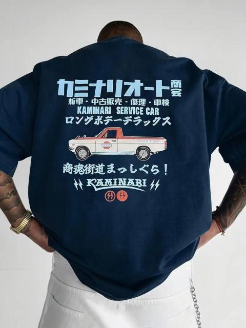 超お買い得1290円★メンズ ヴィンテージカーグラフィック 半袖Tシャツ ゆったり USAサイズM(日本サイズXL相当)ブルー < 男性ファッション  超お買い得1290円★メンズ ヴィンテージカーグラフィック 半袖Tシャツ ゆったり USAサイズM(日本サイズXL相当)ブルー  < 男性ファッションの