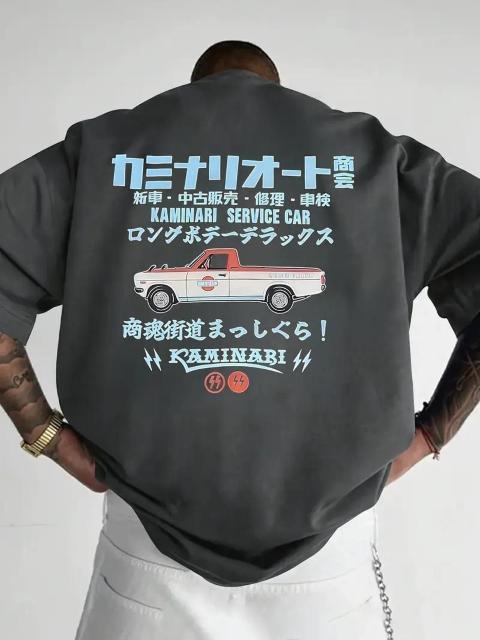 超お買い得1290円★メンズ ヴィンテージカーグラフィック 半袖Tシャツ ゆったり USAサイズM(日本サイズXL相当)ブルー < 男性ファッション  超お買い得1290円★メンズ ヴィンテージカーグラフィック 半袖Tシャツ ゆったり USAサイズM(日本サイズXL相当)ブルー < 男性ファッションの