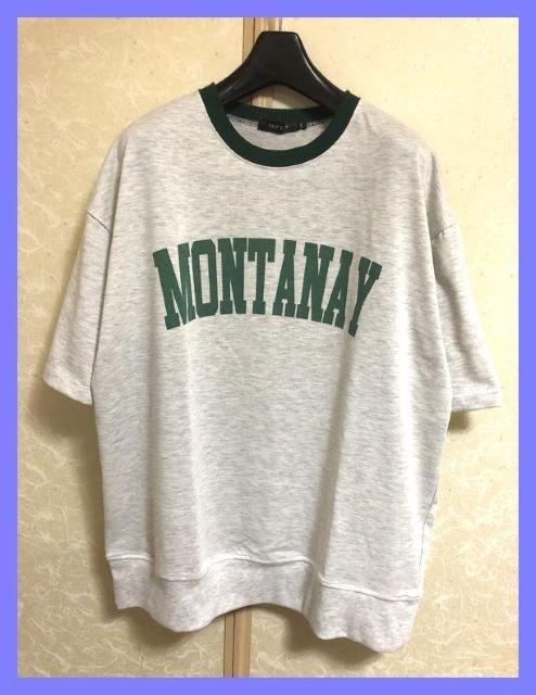 ☆超美品☆アメカジロゴ配色オーバーサイズカットソーTシャツライトグレーL☆ < 男性ファッション  ☆超美品☆アメカジロゴ配色オーバーサイズカットソーTシャツライトグレーL☆  < 男性ファッションの