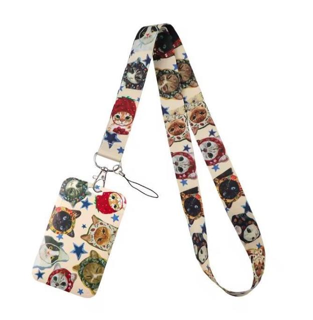 新品 かわいい帽子をかぶった猫ネコちゃん柄 IDカードホルダーケース付ネックストラップ < 女性ファッション 新品 かわいい帽子をかぶった猫ネコちゃん柄 IDカードホルダーケース付ネックストラップ < 女性ファッションの