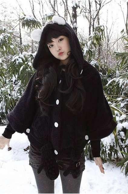 ☆人気☆くま耳ポンチョ風フリースボア☆カーディガンBK < 女性ファッション  ☆人気☆くま耳ポンチョ風フリースボア☆カーディガンBK < 女性ファッションの