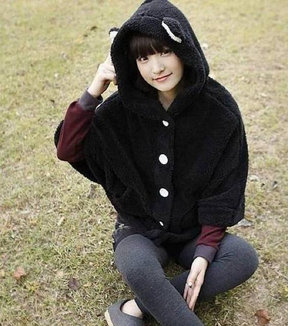 ☆人気☆くま耳ポンチョ風フリースボア☆カーディガンBK < 女性ファッション  ☆人気☆くま耳ポンチョ風フリースボア☆カーディガンBK < 女性ファッションの