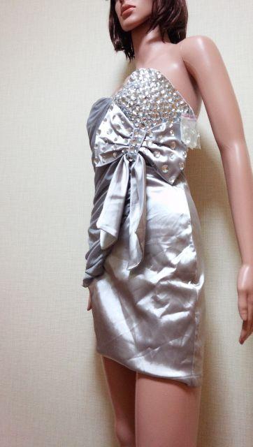 新品タグ付☆光沢デカリボン×ビジュ盛りAの綺麗な異素材ドレスD165☆3点で即落 < 女性ファッション  新品タグ付☆光沢デカリボン×ビジュ盛りAの綺麗な異素材ドレスD165☆3点で即落 < 女性ファッションの