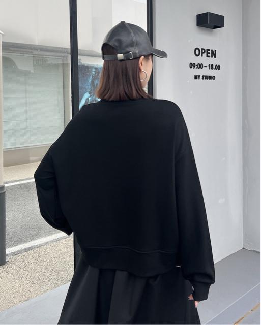 トレーナー 飾り紐付き トップス ブラック 大きいサイズ < 女性ファッション  トレーナー 飾り紐付き トップス ブラック 大きいサイズ < 女性ファッションの