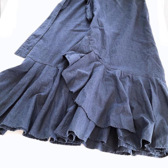 ◆Mila Owen/ミラオーウェン◆ラッフルAライン巻きスカート★ネイビー0*秋コーデ♪美品 < ブランド  ◆Mila Owen/ミラオーウェン◆ラッフルAライン巻きスカート★ネイビー0*秋コーデ♪美品 < ブランドの