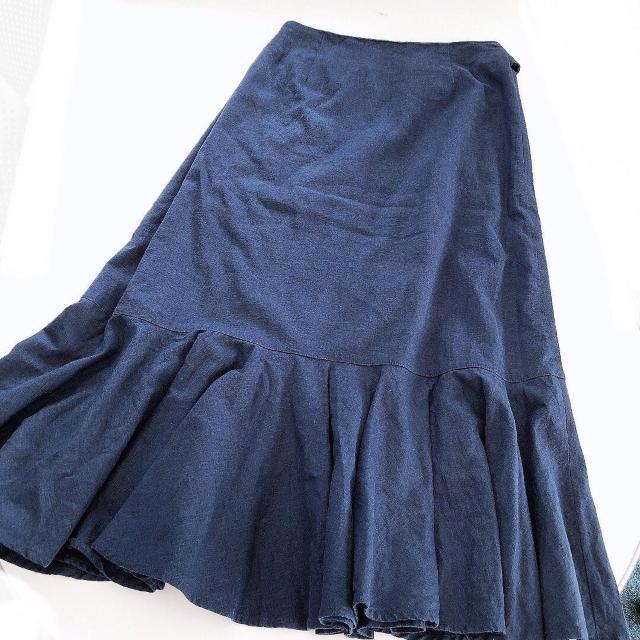 ◆Mila Owen/ミラオーウェン◆ラッフルAライン巻きスカート★ネイビー0*秋コーデ♪美品 < ブランド  ◆Mila Owen/ミラオーウェン◆ラッフルAライン巻きスカート★ネイビー0*秋コーデ♪美品 < ブランドの