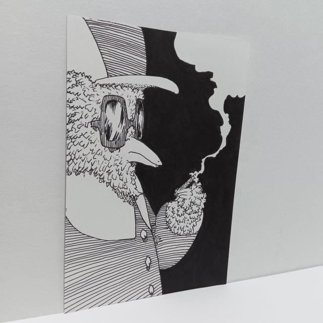 オリジナルイラスト 手描きイラスト 鳥サン ハンドメイド インテリア 絵 モノクロ アート 原画 アナログ インテリア art < アニメ/コミック/キャラクター  オリジナルイラスト 手描きイラスト 鳥サン ハンドメイド インテリア 絵 モノクロ アート 原画 アナログ インテリア art < アニメ/コミック/キャラクターの