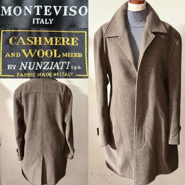 MONTEVISO イタリア FABRIC MADE IN ITALY カシミヤ 起毛 ウール コート M 冬 ビジネスフォーマル < 男性ファッション  MONTEVISO イタリア FABRIC MADE IN ITALY カシミヤ 起毛 ウール コート M 冬 ビジネスフォーマル  < 男性ファッションの