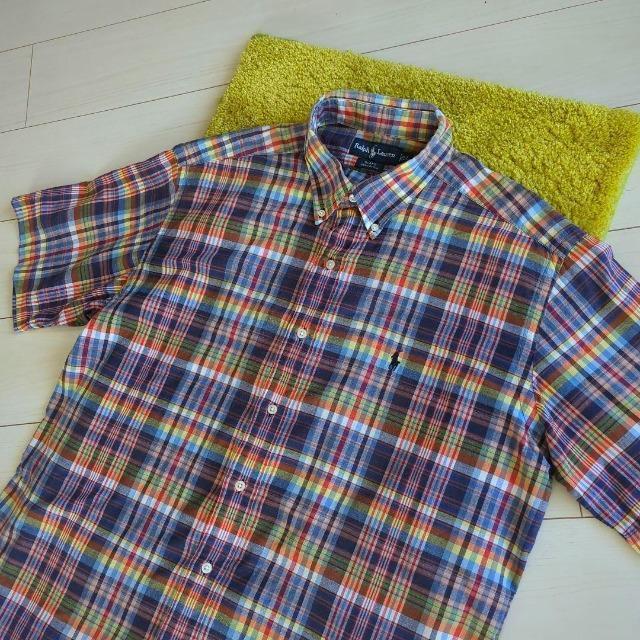 90's/���B���e�[�W/RALPH LAUREN�������t���[�����������Y/�����V���c���}�h���X�`�F�b�N��/LL/�H���T�C�Y �� �u�����h�� 