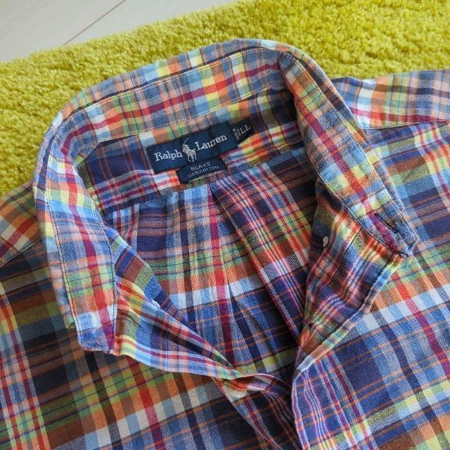 90's/���B���e�[�W/RALPH LAUREN�������t���[�����������Y/�����V���c���}�h���X�`�F�b�N��/LL/�H���T�C�Y �� �u�����h�� 