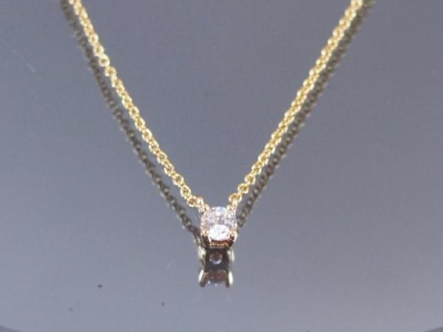 新品■1粒 キュービックジルコニア ミニ 繊細 ネックレス☆ピンクG < 女性アクセサリー/時計  新品■1粒 キュービックジルコニア ミニ 繊細 ネックレス☆ピンクG < 女性アクセサリー/時計の