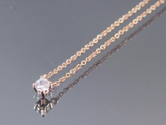 新品■1粒 キュービックジルコニア ミニ 繊細 ネックレス☆ピンクG < 女性アクセサリー/時計  新品■1粒 キュービックジルコニア ミニ 繊細 ネックレス☆ピンクG < 女性アクセサリー/時計の