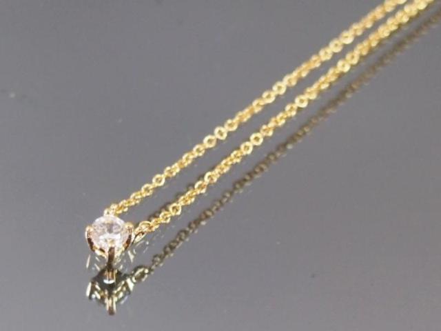 新品■1粒 キュービックジルコニア ミニ 繊細 ネックレス☆ピンクG < 女性アクセサリー/時計  新品■1粒 キュービックジルコニア ミニ 繊細 ネックレス☆ピンクG < 女性アクセサリー/時計の