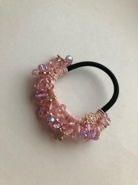 ハンドメイド ヘアゴム キラキラビーズ盛り盛り&さくら♪さくら♪ < 女性ファッション  ハンドメイド ヘアゴム キラキラビーズ盛り盛り&さくら♪さくら♪ < 女性ファッションの