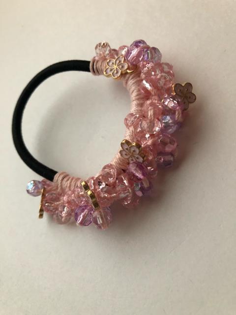 ハンドメイド ヘアゴム キラキラビーズ盛り盛り&さくら♪さくら♪ < 女性ファッション  ハンドメイド ヘアゴム キラキラビーズ盛り盛り&さくら♪さくら♪ < 女性ファッションの