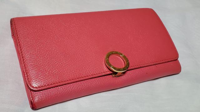 正規 ブルガリ B-zeroリングクリップ 長財布 小銭入れ有 ロングウォレット 赤系ピンク グレインレザー×ゴールドサークルロゴ < ブランド  正規 ブルガリ B-zeroリングクリップ 長財布 小銭入れ有 ロングウォレット 赤系ピンク グレインレザー×ゴールドサークルロゴ < ブランドの