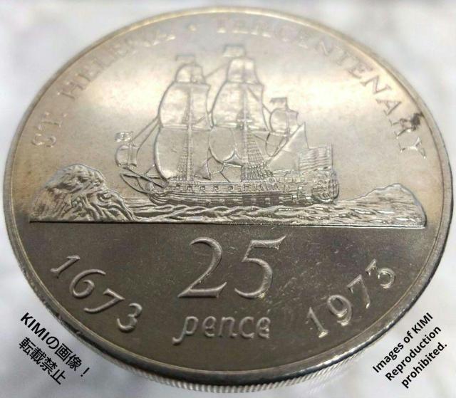 1673-1973 セントヘレナの300周年記念 25ペンス 銅ニッケル硬貨 大型コイン 直径38.5mm ST. HELENA < ホビー  1673-1973 セントヘレナの300周年記念 25ペンス 銅ニッケル硬貨 大型コイン 直径38.5mm ST. HELENA < ホビーの