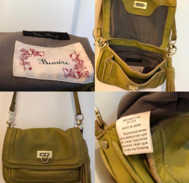 特価★美品ビュレbeau're本革レザーショルダーバッグ斜め掛けタッセル付きかわいい★黄緑?グリーン? < 女性ファッション  特価★美品ビュレbeau're本革レザーショルダーバッグ斜め掛けタッセル付きかわいい★黄緑?グリーン? < 女性ファッションの