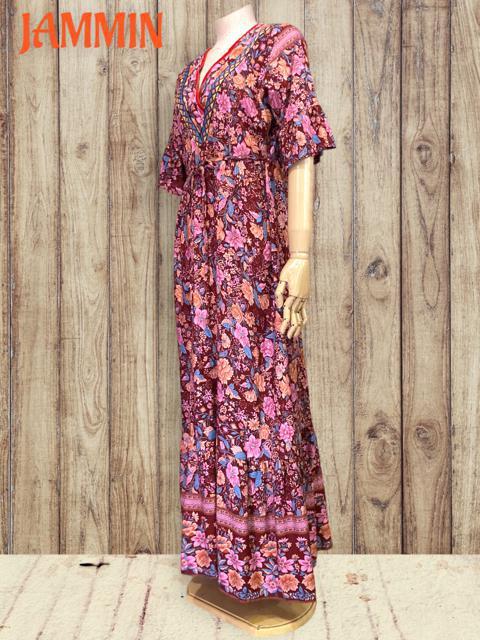 植物花柄ロングワンピ★アジアン★ワンピース★ロングワンピ < 女性ファッション  植物花柄ロングワンピ★アジアン★ワンピース★ロングワンピ < 女性ファッションの