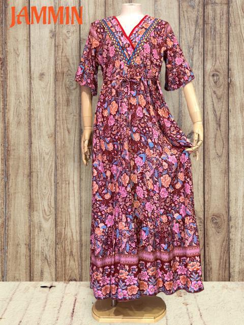 植物花柄ロングワンピ★アジアン★ワンピース★ロングワンピ < 女性ファッション  植物花柄ロングワンピ★アジアン★ワンピース★ロングワンピ < 女性ファッションの