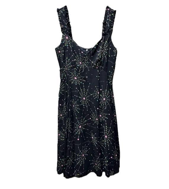 HYSTERIC GLAMOUR スパイダー 総柄 シフォン フリル ワンピース < 女性ファッション HYSTERIC GLAMOUR スパイダー 総柄 シフォン フリル ワンピース < 女性ファッションの