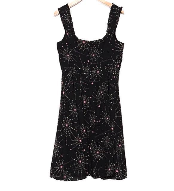 HYSTERIC GLAMOUR スパイダー 総柄 シフォン フリル ワンピース < 女性ファッション HYSTERIC GLAMOUR スパイダー 総柄 シフォン フリル ワンピース < 女性ファッションの