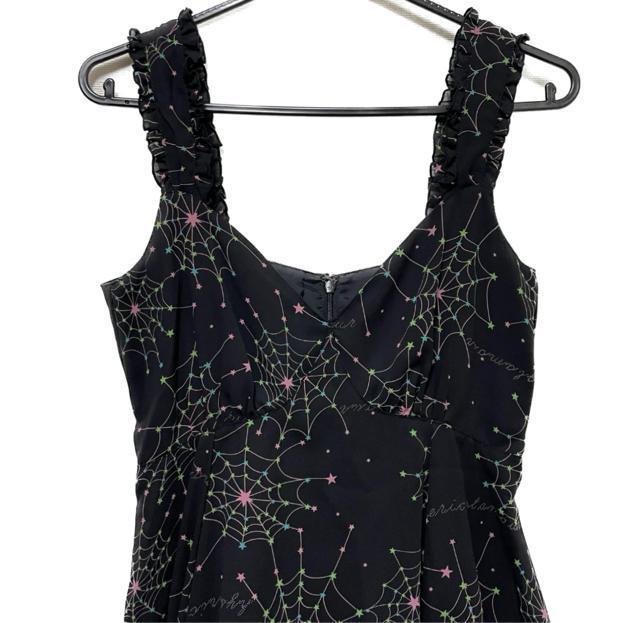 HYSTERIC GLAMOUR スパイダー 総柄 シフォン フリル ワンピース < 女性ファッション HYSTERIC GLAMOUR スパイダー 総柄 シフォン フリル ワンピース < 女性ファッションの