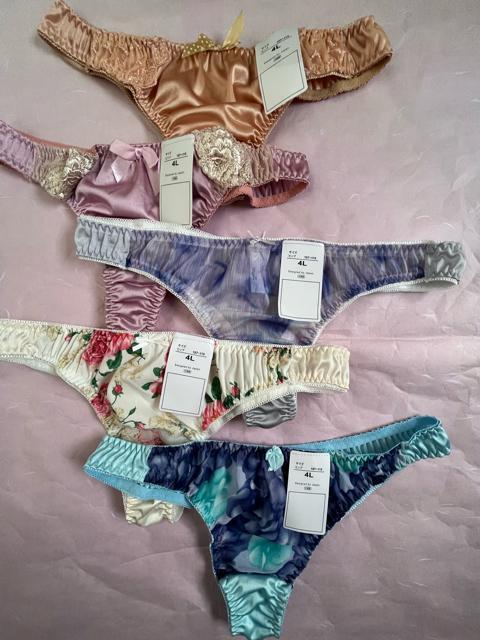 4Lサイズ!5枚セット!光沢ツルツル素材!シフォン使いあり!高貴品格!色とりどり!エレガント!Tバックショーツ!No.空 < 女性ファッション  4Lサイズ!5枚セット!光沢ツルツル素材!シフォン使いあり!高貴品格!色とりどり!エレガント!Tバックショーツ!No.空 < 女性ファッションの