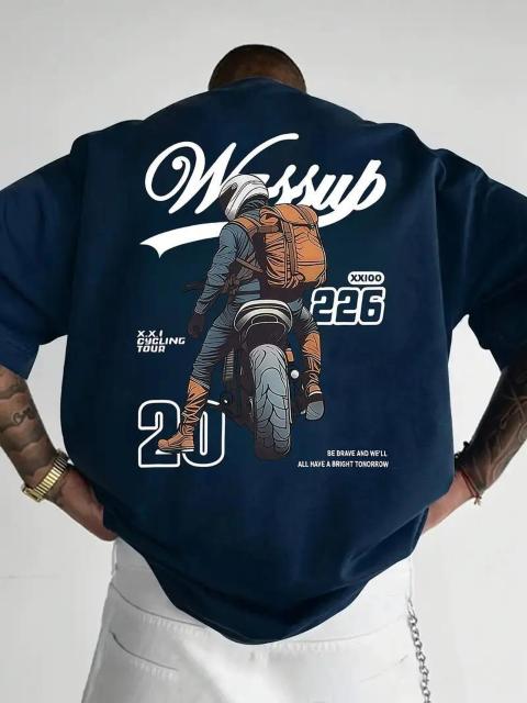 超お買い得1190円★メンズ モーターサイクル グラフィックプリント 半袖Tシャツ USAサイズM(日本サイズXL相当)暗灰色 < 男性ファッション  超お買い得1190円★メンズ モーターサイクル グラフィックプリント 半袖Tシャツ USAサイズM(日本サイズXL相当)暗灰色 < 男性ファッションの