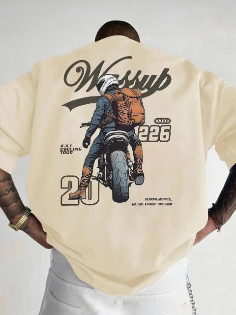 超お買い得1190円★メンズ モーターサイクル グラフィックプリント 半袖Tシャツ USAサイズM(日本サイズXL相当)暗灰色 < 男性ファッション  超お買い得1190円★メンズ モーターサイクル グラフィックプリント 半袖Tシャツ USAサイズM(日本サイズXL相当)暗灰色 < 男性ファッションの
