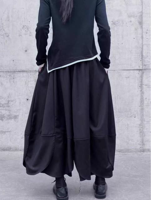 ガウチョパンツ ワイドパンツ クロップドパンツ 9分丈 ブラック 大きいサイズ < 女性ファッション ガウチョパンツ ワイドパンツ クロップドパンツ 9分丈 ブラック 大きいサイズ < 女性ファッションの