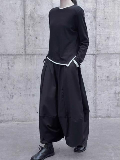 ガウチョパンツ ワイドパンツ クロップドパンツ 9分丈 ブラック 大きいサイズ < 女性ファッション ガウチョパンツ ワイドパンツ クロップドパンツ 9分丈 ブラック 大きいサイズ < 女性ファッションの