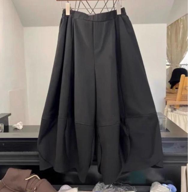 ガウチョパンツ ワイドパンツ クロップドパンツ 9分丈 ブラック 大きいサイズ < 女性ファッション ガウチョパンツ ワイドパンツ クロップドパンツ 9分丈 ブラック 大きいサイズ < 女性ファッションの